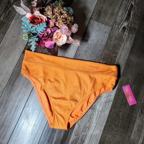 NWT Juniors' Ninety-Nine° Nectarine Banded High Waist High Leg Swim Bottoms XXL - Picture 6 of 15
